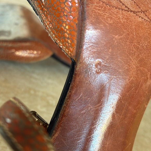 NEOTANGO Argentine Tango shoes, black patent leather/rust lizard, open toe 8 GUC - Picture 11 of 17